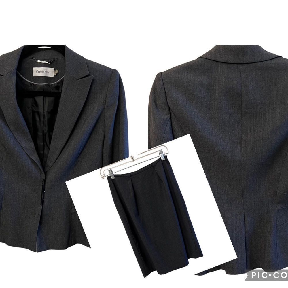 Calvin Klein 2-piece Suit Dark Gray Blazer size 2